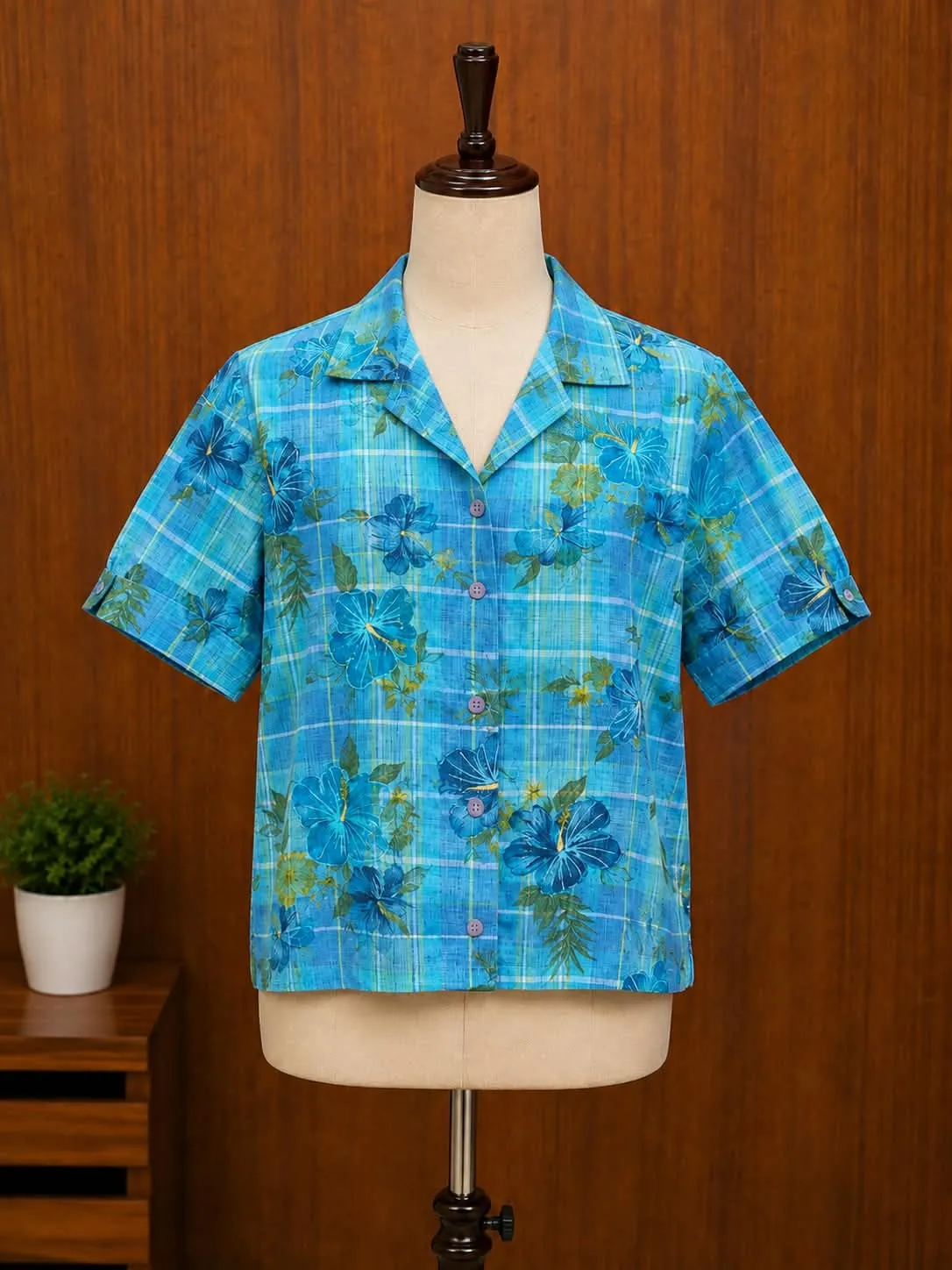 Blue floral button up shirt